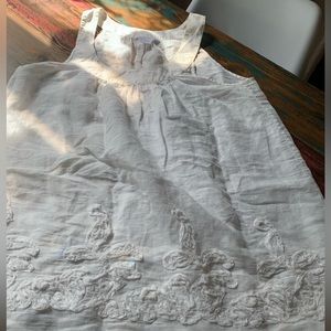 White Ramie Cotton Sleeveless Blouse